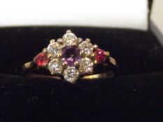 9 ct gold cluster ring size I