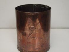 Arts and crafts cylindrical copper litter bin, num