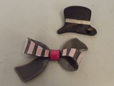 Two 1930's style celluloid pin brooches