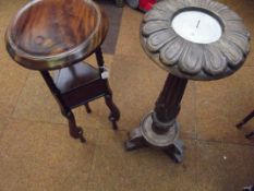 Wooden candle stick together with a wine table