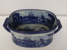 Blue and white foot bath