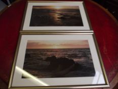 Two framed modern pictures of the sea