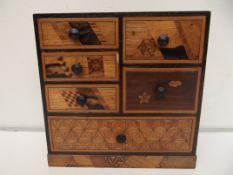 Inlaid set of 6 miniature drawers