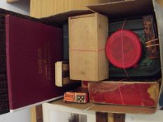 Vintage games to include a papier mache snuff box