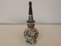 Chinese gourd shaped bottle with pierced white metal mount