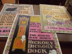 `Three vintage hand painted nursery rhymes