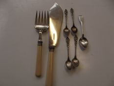 Fish knife and fork, silver spoons and others