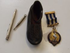 Silver hallmarked propelling pencil, small propell