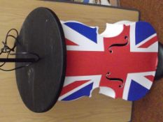 Standard lamp in the for of a union jack cello bas