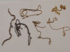 5 chains and one bracelet (4 untested yellow metal