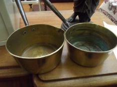 Two Victorian brass saucepan
