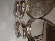 Three silver plated tureens together with two silv