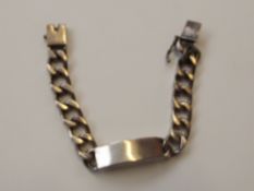 Silver curb chain with ID badge, approx 65 grams