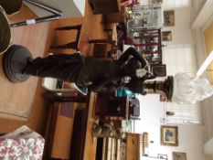 Art deco spelter lamp base in the form of a water