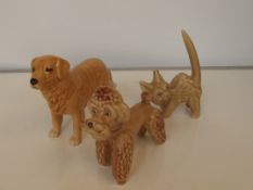 2 Sylvac dogs and one Sylvac cat