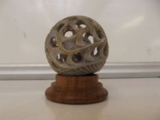 Bone carving of Elephant in ball