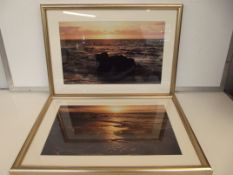 Two framed modern pictures of the sea