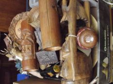 Large collection of treen to include a novelty cig