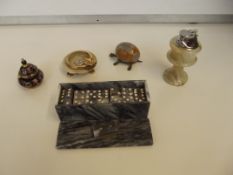 Set of marble dominos and four other collectables
