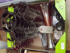 Glassware to include a carnival glass vase