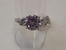 3 stone silver ring