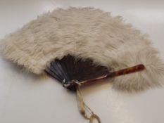 Victorian fan, possible ostrich feathers and torto