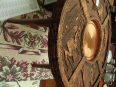 Retro side table with copper inlay