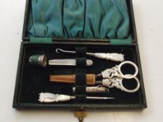 Victorian silver and mother of pearl vanity set
