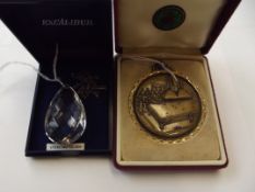 Boxed snooker medal together excalibur locket on a