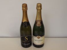 Bottle of Taittinger Champagne and a bottle of San