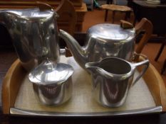 Picquot ware four piece tea service with tray