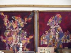 2x Large oriental silks