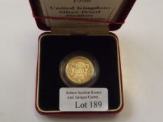Royal Mint 1998 silver proof Piedfort one pound co