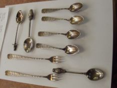 Assorted plated flatware, owl related, some silver