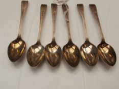 Set of six silver bright cut spoons, Joseph Rodger
