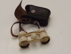 Set of Russian opera glasses in leather case