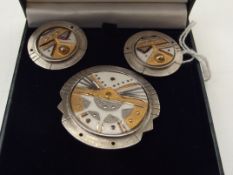 Designer silver earrings and brooch set, hallmarke