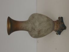 Glass vase with wood base