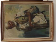 Framed oil on canvas depicting an Eastern gentlema