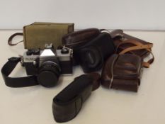 Collection of vintage cameras together with relate