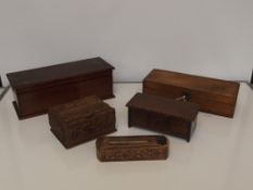 Five various treen boxes