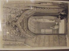 Framed print depicting a cathedral scene