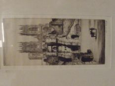 Framed engraving, signed in pencil and blind stamp