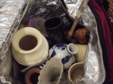 Mixed items to include a blue and white vase