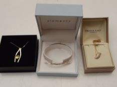 Designer bangle stamped 925, silver chain and pend