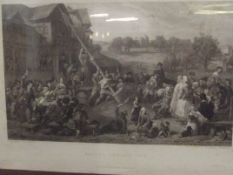 Framed print titled 'Rising the Maypole'
