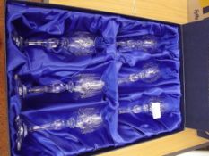 Set of cut crystal wine glasses