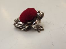 Silver frog pin cushion