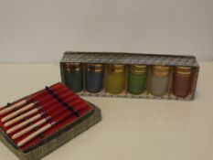 Set of 6 1960's glass together with butter knifes