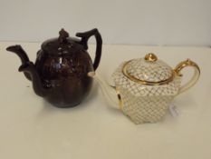 Victorian twin handled tea pot together with a Sad